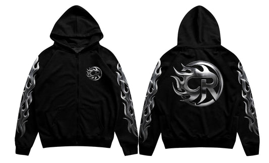 Metal Flame Crossover Records Zip Hoodie | Limited Edition Streetwear